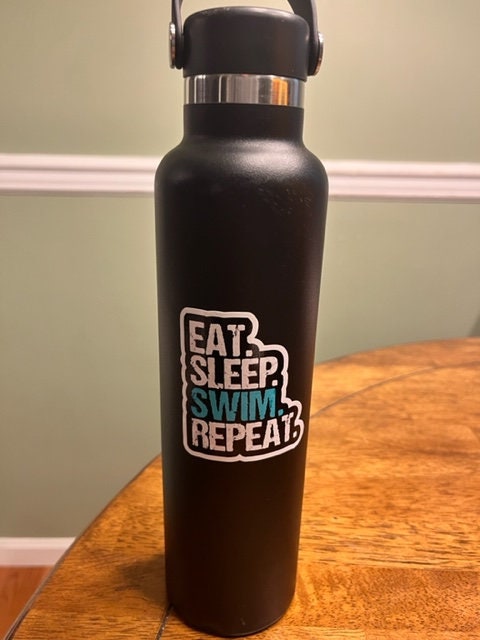 Fun Vinyl Sticker - Swimming. Waterproof & Laminated. Sticker Decal for Water Bottles, Laptop, Car. Upgraded Shipping on 5+ ordered