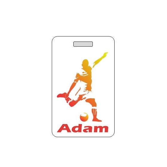 Soccer Bag Tag. Customizable. Waterproof. Made in USA.  TOP SELLER