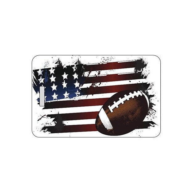 Football Bag Tag. Customizable. Waterproof. Made in USA.