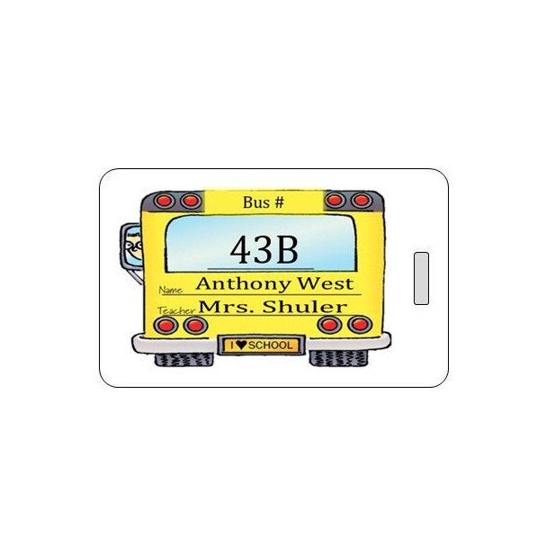 Back To School Bus Identification Bag Tag.  Customizable.