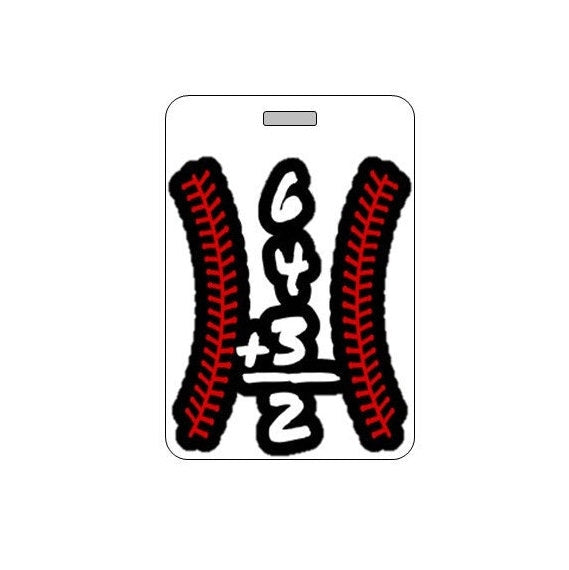 Baseball 6+4+3=2 Bag Tag. Waterproof.  NEW DESIGN