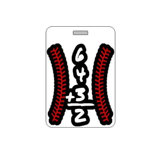 Baseball 6+4+3=2 Bag Tag. Waterproof.  NEW DESIGN