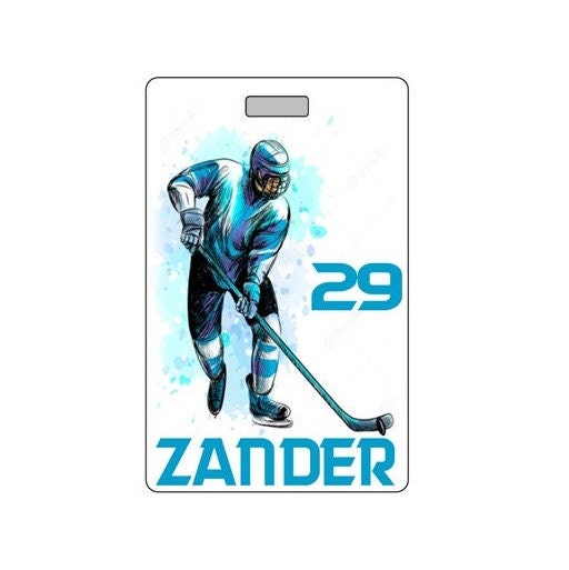 Hockey Bag Tag. Customizable. Waterproof. Made in USA.