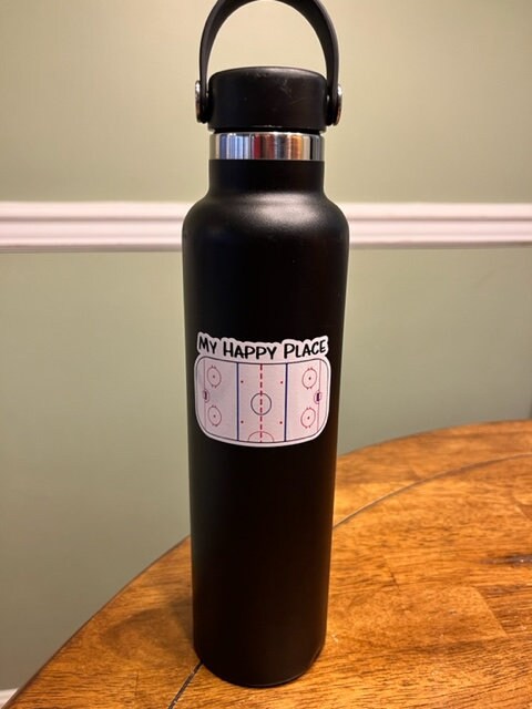 Fun Vinyl Sticker - Hockey.  Waterproof & Laminated. Sticker Decal for Water Bottles, Laptop, Car. Upgraded Shipping on 5+ ordered