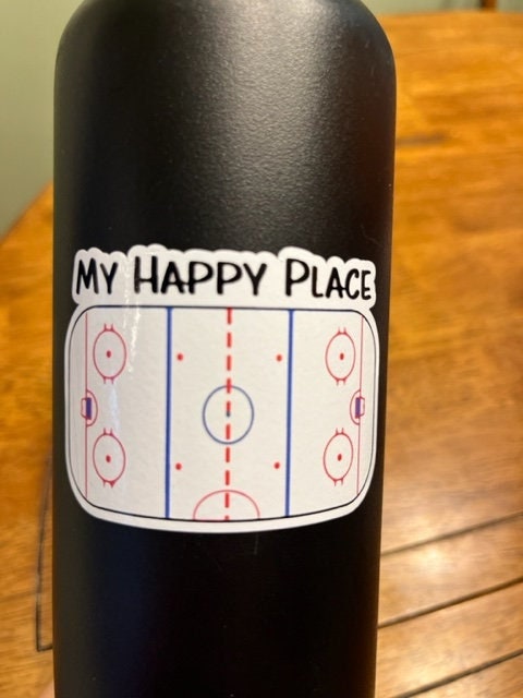 Fun Vinyl Sticker - Hockey.  Waterproof & Laminated. Sticker Decal for Water Bottles, Laptop, Car. Upgraded Shipping on 5+ ordered