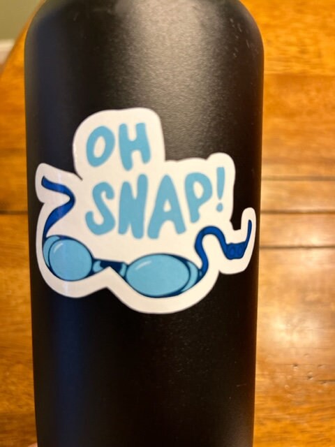 Fun Vinyl Sticker - Swim.  Goggles.  Waterproof & Laminated. Sticker Decal for Water Bottles, Laptop, Car. Upgraded Shipping on 5+ ordered