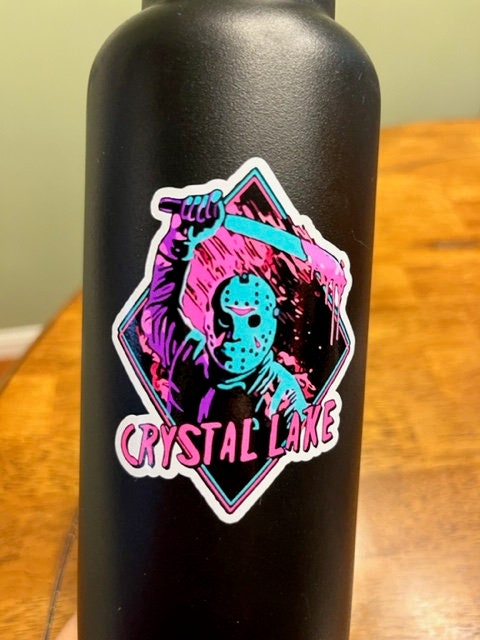 Fun Vinyl Sticker - Crystal Lake.  Waterproof & Laminated. Sticker Decal for Water Bottles, Laptop, Car. Upgraded Shipping on 5+ ordered
