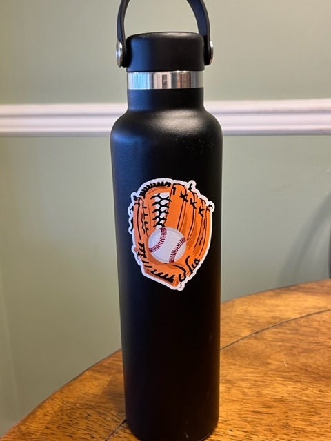 Fun Vinyl Sticker - Baseball Glove. Waterproof & Laminated. Sticker Decal for Water Bottles, Laptop, Car. Upgraded Shipping on 5+ ordered