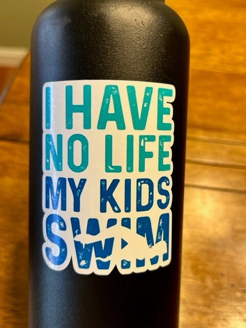 Fun Vinyl Sticker - Swim Parent.  Waterproof & Laminated. Sticker Decal for Water Bottles, Laptop, Car. Upgraded Shipping on 5+ ordered