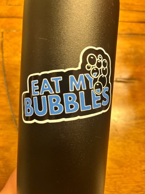 Fun Vinyl Sticker-Swim. Eat My Bubbles.Waterproof & Laminated. Sticker Decal for Water Bottles, Laptop, Car. Upgraded Shipping on 5+ ordered