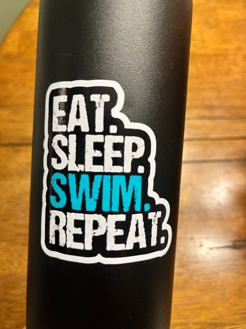 Fun Vinyl Sticker - Swimming. Waterproof & Laminated. Sticker Decal for Water Bottles, Laptop, Car. Upgraded Shipping on 5+ ordered