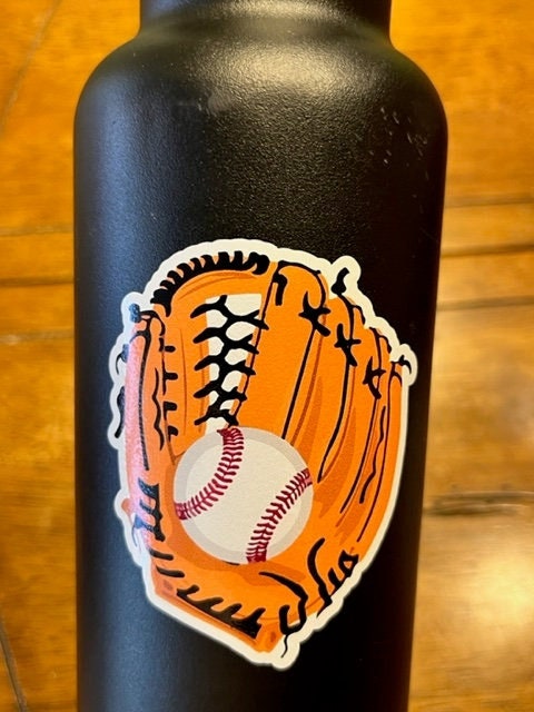 Fun Vinyl Sticker - Baseball Glove. Waterproof & Laminated. Sticker Decal for Water Bottles, Laptop, Car. Upgraded Shipping on 5+ ordered