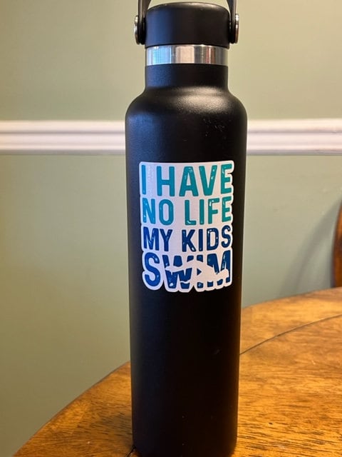 Fun Vinyl Sticker - Swim Parent.  Waterproof & Laminated. Sticker Decal for Water Bottles, Laptop, Car. Upgraded Shipping on 5+ ordered