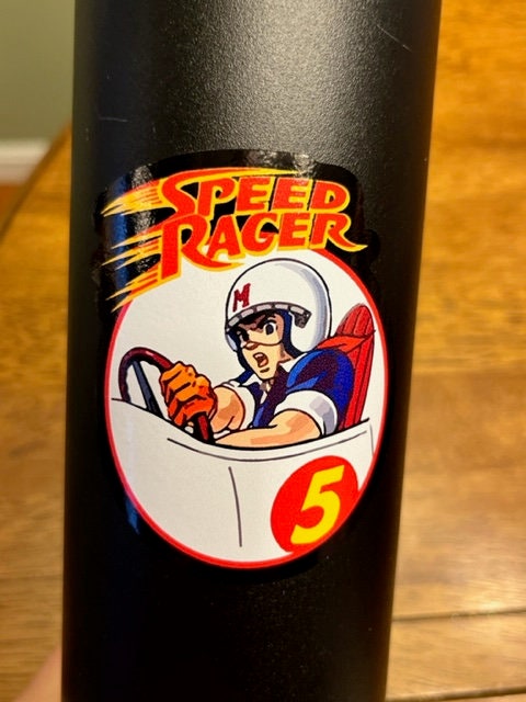 Fun Vinyl Sticker - Speed Racer.  Waterproof & Laminated. Sticker Decal for Water Bottles, Laptop, Car. Upgraded Shipping on 5+ ordered