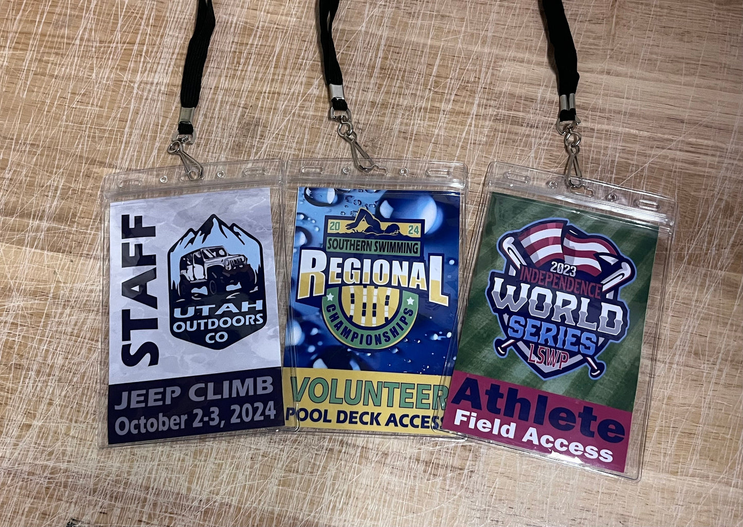 Custom Event Lanyards. 4”x6”.  VIP, Special Access, Volunteer, Athlete Credentials.  Comes With Durable Lanyard & Waterproof Sealable Holder