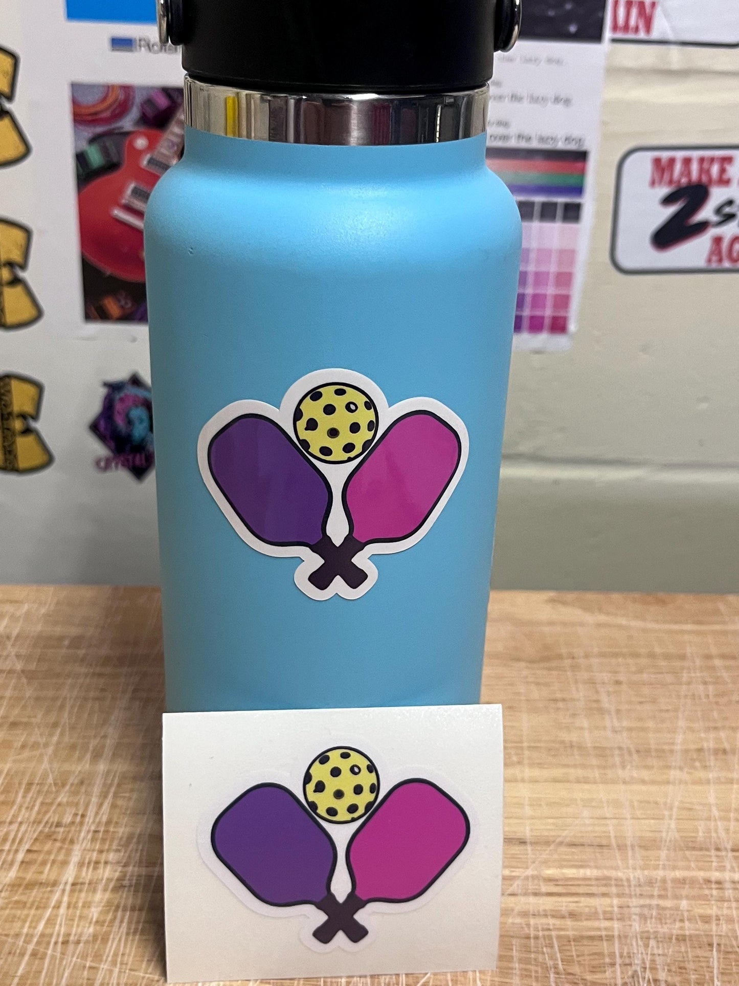 Fun Vinyl Sticker - Pickleball. Waterproof & Laminated. Sticker Decal for Water Bottles, Laptop, Car. Upgraded Shipping on 5+ ordered