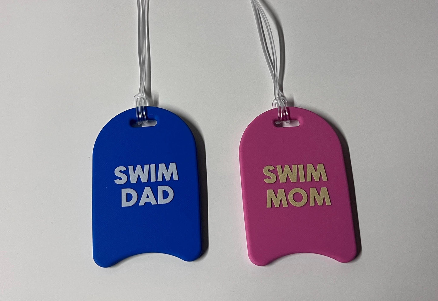 Swim Mom Swim Dad Bag Tag - Kickboard.  Great Swim Family Gift!